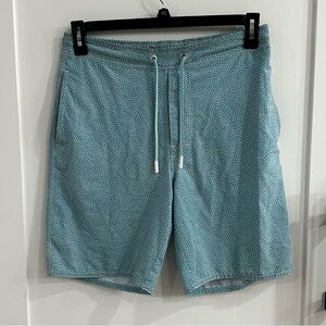 johnnie-O Men's Swim Trunks Size S Small "Breaker" Blue Geo Floral Board Shorts